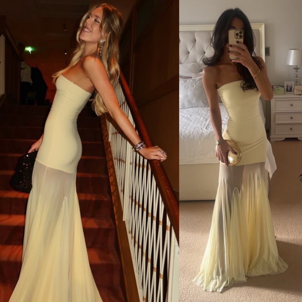 DEME by Gabriella Dahlia Strapless Gown Maxi Dress Butter Yellow NEW with tag - Picture 9 of 10